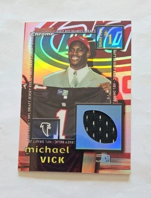  2001 Bowman Chrome MICHAEL VICK Draft Day Jersey Relic RC (DJ-MV).  - Image 1 of 2