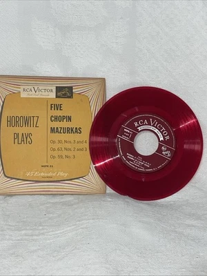 Vintage 45 Red Vinyl Horowitz 5 Chopin Mazurkas Foto 1 de 4