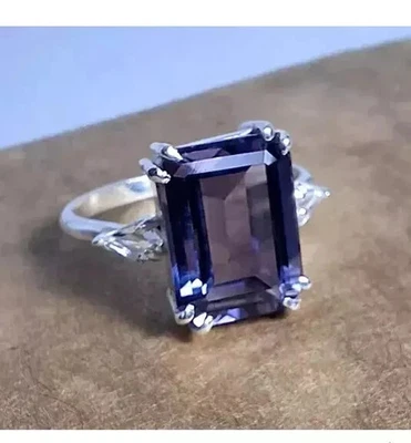 AAA 3.12 克拉 Alexandrite Ring Color Change 14K 纯白金订婚戒指 — 第 1/4 张图片