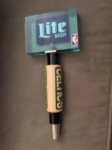 VTG Miller Lite BOSTON CELTICS NBA Draft 8” Beer Tap Handle Knob Lucite & Wood - Picture 1 of 5