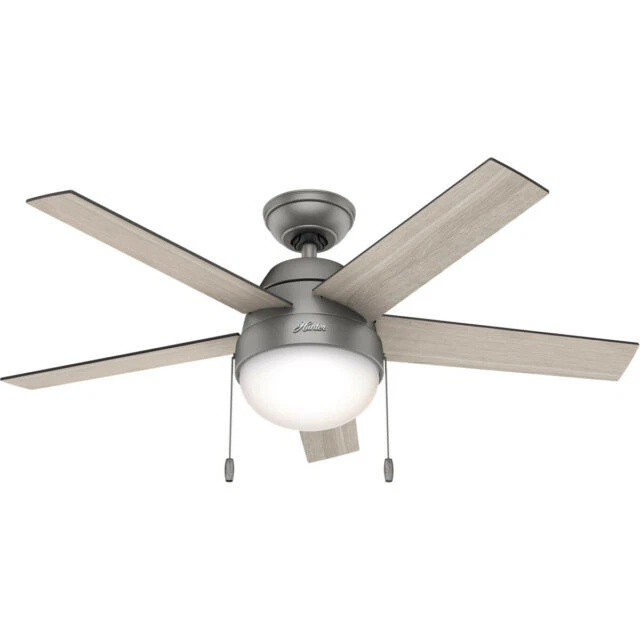 Hunter Anslee 46" Indoor Ceiling Fan - Matte Silver