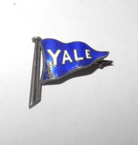 RARE 1900's Football Yale University Bulldogs Sterling Silver Pin Pennant Medal Cover