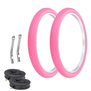 PRO+ TIRES 26 x 2.125 Pink G-5009 W/ HEAVYDUTY TUBES & TIRE LEVERS - Picture 1 of 1