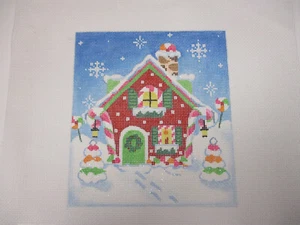 Handpainted Needlepoint Canvas Pepperberry Designs Christmas Candy House - Picture 1 of 2