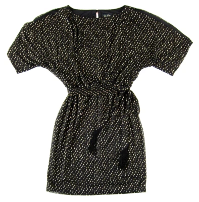 Jessica Simpson Black Gold Stretch Polka Dot Short Slip Sleeve Shift Dress 2 - Image 1 of 4