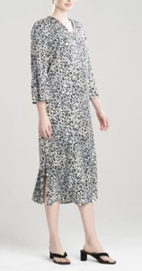 NEU! NATORI SEIDIGER WEICHER LEOPARDENDRUCK SCHWARZ/GRAU KAFTAN/KLEIN/84 $/JETZT VERSAND - Bild 1 von 4