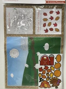 Fall Activity Placemats with Stickers 8 Count November Thanksgiving - Picture 1 of 3