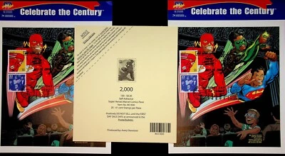 DC & Marvel Super Heroes FDC Title Cards For Adhesive Stamps 1999 Flash Superman - Image 1 of 3