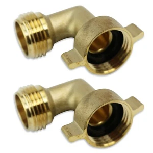 2 PACK Leisure Coachworks 90 Degree Hose Elbow RV Water Fitting Solid Brass 3/4" - Picture 1 of 5