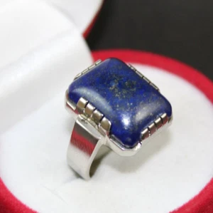 Natural Lapis Ring Real Lajward Stone Ring Blue Lapis - Relationship Bond Stone - Picture 1 of 6