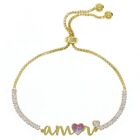 Crystal Collective Brass & Crystal "Amor" Heart Bolo Bracelet Valentines Day Nwt