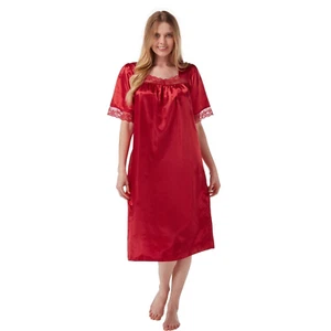 Rotes Damen-Nachtwäsche-Nachthemd mit durchgehendem Slip Satin-Feeling Größe 12-14, Medium - Bild 1 von 1