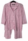 Lauren Ralph Lauren Women’s Pajama Set Size M Pink White Paisley Cotton Knit