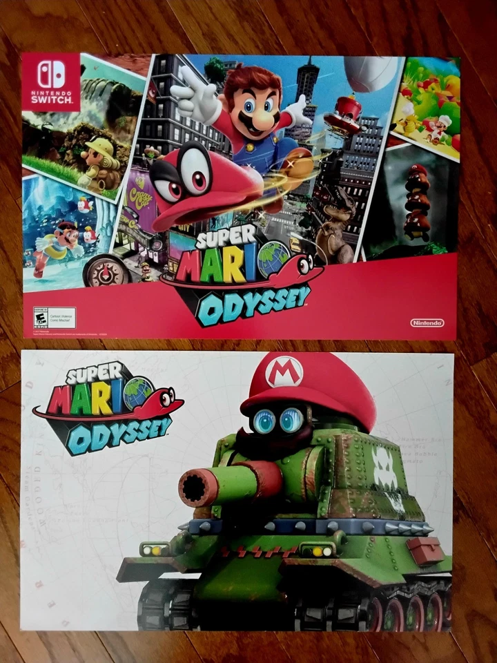 Редкий двусторонний плакат 2017 Nintendo Switch Super Mario Odyssey 11x17», новый - Изображение 1 из 1