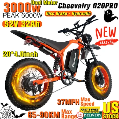Bicicleta eléctrica Fat E-Bike de 20*4.0" 6000W 52V32Ah E-Motorcycle 60MPH G20PRO EE. UU. Foto 1 de 4