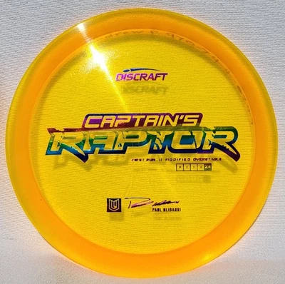 Discraft Paul Uliberri First Run 2 Elite Z Captians Raptor 174G Orange - Image 1 of 4