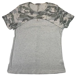 White Birch Shirt Top Short Sleeve Medium Olive Green Camo Open Chest NWOT - Picture 1 of 9