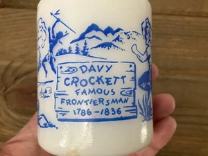 Vintage Davy Crockett Frontiersman Mug Milk Glass Child Size Made In USA - Picture 1 of 13