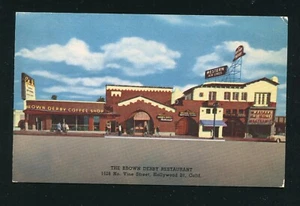 Postal de The Brown Derby Restaurant, Hollywood California sin publicar - Imagen 1 de 5