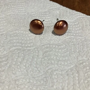 Vintage Pearlised Button Style Screw Earrings 40/50s - Bild 1 von 4