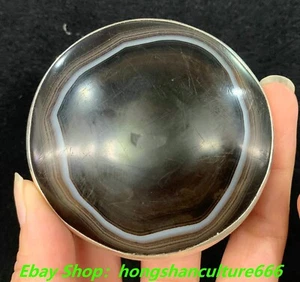 Rare Tibetan pure silver inlay natural Old agate Exorcism amulet pendant - Picture 1 of 7