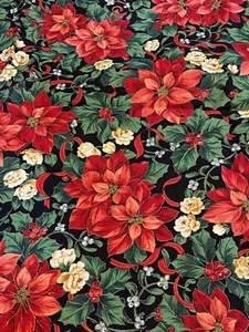 Cranston Print Works,Cranston Home Fashions Print Fabric, Poinsettias, 38”Lx36”W - Picture 1 of 4