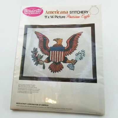Wonder Art Creative Needlecraft Americana Stitchery AMERICAN EAGLE 11X14 NUEVO Foto 1 de 4