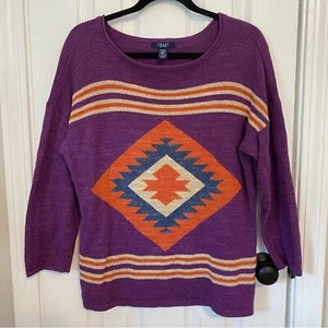 Chaps lila Southwestern Aztekenmuster Pullover Gr. XL - Bild 1 von 6