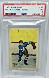 1952-53 PSA 1 PARKHURST PR #51 VINTAGE GEORGE ARMSTRONG POP 2 Rookie Rc Leafs