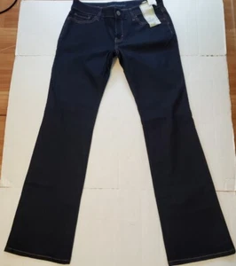 Women boot cut Jeans 29 (32x 33.5) STRETCH Curvy Below Waist Dark wash Nwt - Picture 1 of 12