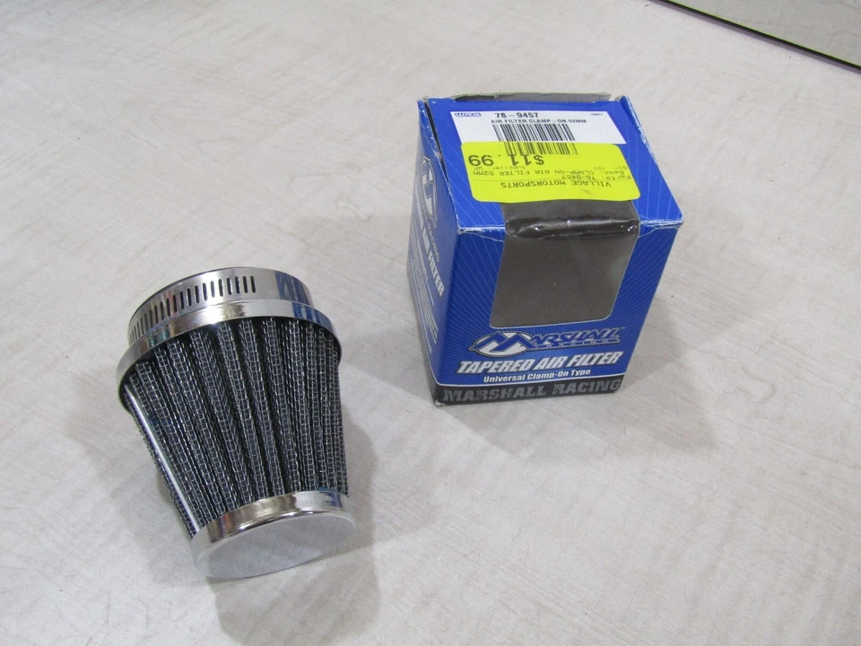 EMGO MARSHALL UNIVERSAL CLAMP ON AIR FILTER 52MM CHROME M55752 HONDA KAWASAKI - Image 1 of 3