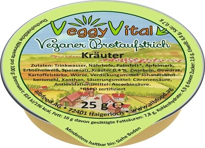 (25,98€/kg) VeggyVital vegan spread herbs 24x25g vegetarian albfood - Image 1 of 2