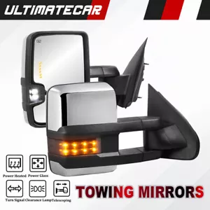 Pair Power Heated Tow Mirror For 14-18 Silverado Sierra 1500 15-18 2500HD 3500HD - Picture 1 of 12