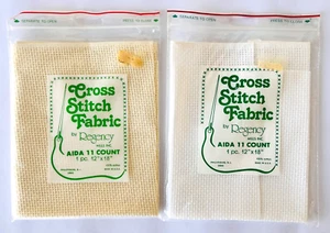 2 Packs 11 Ct Cross Stitch Ivory & White Cotton Fabric Regency USA 1 Partly Cut - Picture 1 of 4