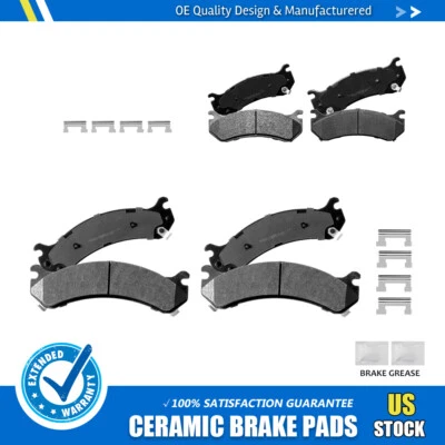 Front and Rear Ceramic Brake Pads Set For Chevrolet Silverado 1500 2500 3500 HD - Image 1 of 4