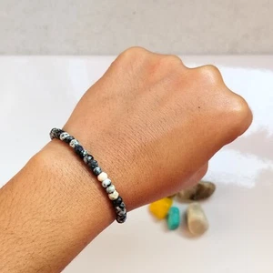 Dendrite opal Natural Rondelle Shape Beads Bracelet Opal Jewelry Gift For Her - Picture 1 of 4