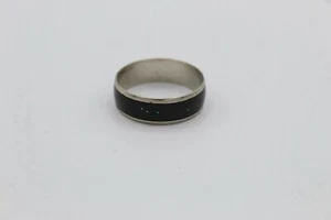 Black & Silver Green Glitter Ring | Stainless Steel | 5.5mm Band | S & N Sizes - Picture 1 of 3