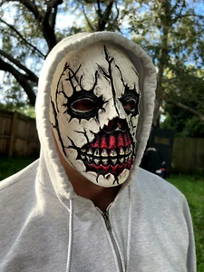 2022 Skeleton Halloween Scary Mask Head Cosplay Costume Horror Prop - Picture 1 of 7