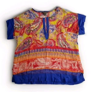 Tommy Bahama Sheer Silk Blouse Top Relaxed-Fit XS Colourful Paisley Exc Conditio - Picture 1 of 7