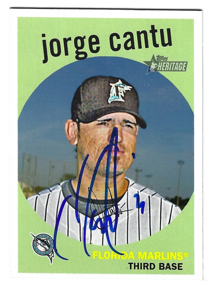 JORGE CANTU FLORIDA MIAMI MARLINS CARTÃO ASSINADO PADRES TAMPA BAY RAYS RANGERS VERMELHO - Imagem 1 de 1