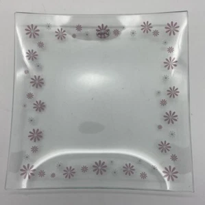 Pampered Chef Daisy Dessert Plates 6"Square # 2818 Pink Clear Set of 4 New - Picture 1 of 5