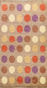 Polka Dot Modern Gabbeh Circles Design Oriental Area Rug Wool Hand-knotted 6'x8' - Picture 1 of 12