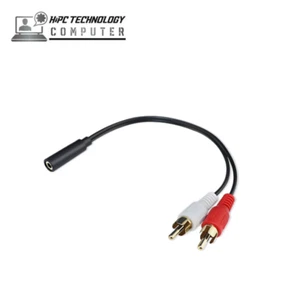 3.5mm AUX Female Jack to RCA Red + White Male Cable Adapter Stereo Audio Convert - Picture 1 of 3