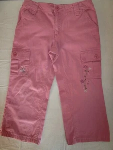 Lands' End Girls Cute Pink Cargo Pants Wide Leg Adjustable Waist Size 7+ - Picture 1 of 17