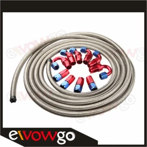 -8AN AN8 Stainless Steel Braided Oil/Fuel Line/Hose+Fitting Hose End Adaptor Kit - Picture 1 of 12