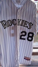 Colorado Rockies Nolan Arenado #28 Jersey Pinstripe MLB Baseball Authentic Sz 48