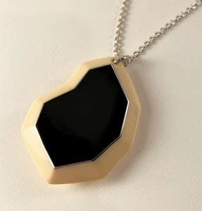 JUMBO SIZE IPPOLITA 925 STERLING SILVER RESIN w/ BLACK ONYX NECKLACE PENDANT - Picture 1 of 7