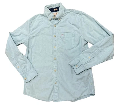 Hollister Button Down Shirt Mens Small Blue Long Sleeve Oxford Stretch Casual - Image 1 of 4