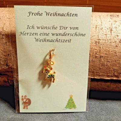 Weihnachtlicher Emaille Anhänger Rentier Charm Bettelarmband Tasche - Bild 1 von 2