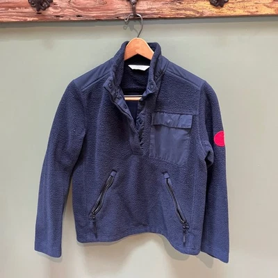 Chaqueta pulóver Oobe polar cuello a presión Sherpa azul marino ropa exterior informal Foto 1 de 4